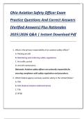 Ohio Aviation Safety Officer Exam  Practice Questions And Correct Answers  &lpar;Verified Answers&rpar; Plus Rationales  2025&vert;2026 Q&A &vert; Instant Download Pdf