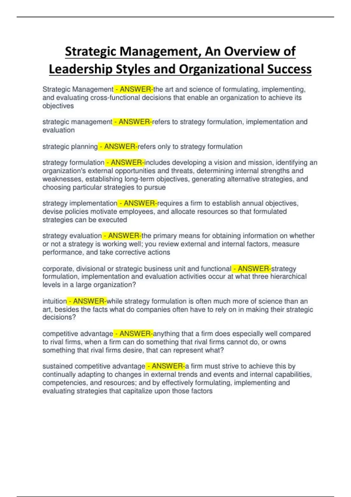 Strategic Management, An Overview of Leadership Styles and ...