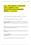 CAL&period; FIRE WEEKLY FIREPUMP CERT&period; SAMPLE TEST QUESTIONS AND ANSWERS RATED A&plus; 2025-2026