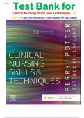 Test Bank for Clinical Nursing Skills and Techniques 11th Edition by Anne Perry, Patricia Potter, Wendy Ostendorf  and Nancy Laplante isbn-9780443107184