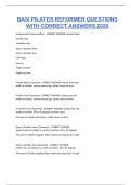 BASI PILATES REFORMER QUESTIONS WITH CORRECT ANSWERS 2025