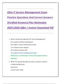 Ohio IT Service Management Exam  Practice Questions And Correct Answers  &lpar;Verified Answers&rpar; Plus Rationales  2025&vert;2026 Q&A &vert; Instant Download Pdf 