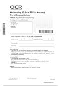OCR A LEVEL Computer Science H446&sol;02 JUNE 2025 QUESTION PAPER AND MARK SCHEME