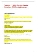 Taxation 1 - WGU&comma; Taxation Review Questions With Revised Answers