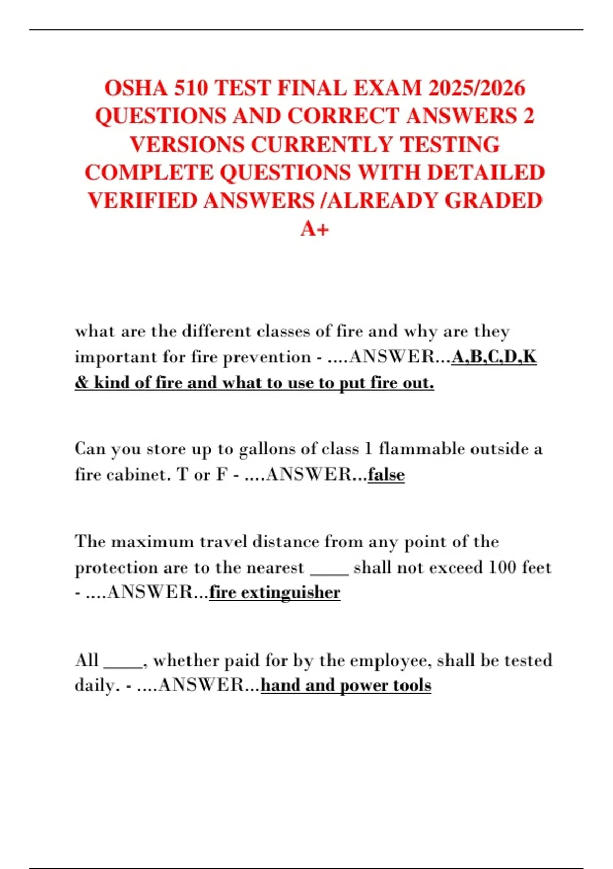 Osha Testing OSHA 510 TEST FINAL EXAM 2025/2026 QUESTIONS AND CORRECT ANSWERS 2 ...