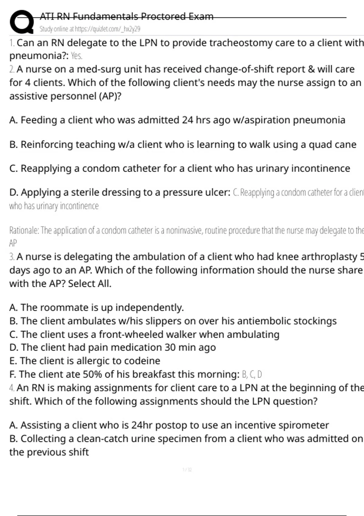 ATI RN Fundamentals Proctored Exam Exam Questions and Answers 100% Pass ...