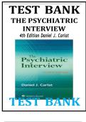Psychiatric Interviewing & Mental Health Assessment&colon; Carlat Test Bank &lpar;4th Edition&rpar; &ndash; Complete Solution Guide 2025 &vert; Graded A&plus; &vert; Guaranteed Pass&excl;&excl;