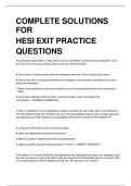 Complete Solutions for HESI Exit Practice Questions & Verified Answers
