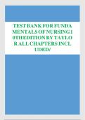 TEST BANK FOR Fundamentals of Nursing&colon; The Art and Science of Person-Centered Care 10th&comma; North American Edition by Carol R&period; Taylor &comma; ISBN&colon; 9781975168155 &vert;Chapters 1-46&vert; Questions & Verified Answers&comma; Guide A&plus;