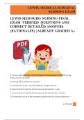 LEWIS MED-SURG NURSING FINAL  EXAM  VERIFIED  QUESTIONS AND  CORRECT DETAILED ANSWERS  &lpar;RATIONALES&rpar; &vert;ALREADY GRADED A&plus; 