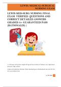 LEWIS MED-SURG NURSING FINAL  EXAM  VERIFIED  QUESTIONS AND  CORRECT DETAILED ANSWERS  GRADED A&plus; GUARANTEED PASS  &lpar;RATIONALES&rpar; &vert;  