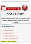 AQA GCSE Biology &lpar;8461&sol;1H&rpar; Paper 1H &ndash; &vert; Complete Model Answers & Detailed Rationales &vert; Higher Tier &lpar;100 Marks Explained&rpar;