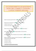 US CITIZENSHIP EXAM QUESTIONS WITH 100&percnt; CORRECT ANSWERS &vert; LATEST VERSION 2025&sol;2026&period;