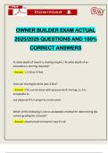 OWNER BUILDER EXAM ACTUAL 2025&sol;2026 QUESTIONS AND 100&percnt; CORRECT ANSWERS