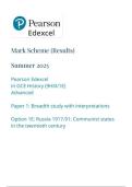 Pearson Edexcel a level History &vert;final mark scheme&vert;2025&vert;9HI0&sol;1e&vert;