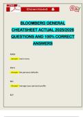 BLOOMBERG GENERAL CHEATSHEET ACTUAL 2025&sol;2026 QUESTIONS AND 100&percnt; CORRECT ANSWERS