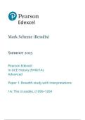 Pearson Edexcel a level History &vert;final mark scheme&vert;2025&vert;9HI0&sol;1a&vert;