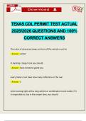 TEXAS CDL PERMIT TEST ACTUAL 2025&sol;2026 QUESTIONS AND 100&percnt; CORRECT ANSWERS