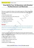 Final SATA Test 120 Questions with Detailed  Verified Answers and Rationale 