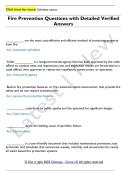 Fire Prevention Questions with Detailed Verified  Answers 