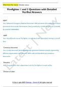 Firefighter 1 and 2 Questions with Detailed  Verified Answers