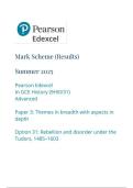 Pearson Edexcel a level History &vert;final mark scheme  &vert;2025&vert;9HI0&sol;31&vert;