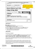 May 2025 Edexcel&colon; A Level History 9HI0&sol;1C Paper 1 &ndash; Breadth Study with Interpretations&comma; Option 1C&colon; Britain&comma; 1625&ndash;1701&colon; Conflict&comma; Revolution and Settlement &ndash; Merged Question Paper & Mark Scheme