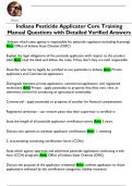 Indiana Pesticide Applicator Core Training  Manual Questions with Detailed Verified Answers