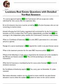 Louisiana Real Estate Exam Questions with  Detailed Verified Answers
