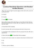 Louisiana Real Estate Questions with Detailed  Verified Answers