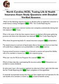 North Carolina XCEL Testing Life & Health  Insurance Exam Study Questions with Detailed  Verified Answers