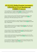 ATI NCLEX Medical Surgical Assessment 1  UPDATED ACTUAL Questions and  CORRECT Answers