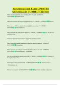 Anesthesia Mock Exam UPDATED       Questions and CORRECT Answers