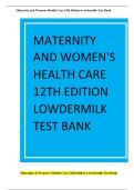 MATERNITY AND WOMEN'S HEALTH CARE 12TH EDITION LOWDERMILK