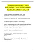Telecommunications Exam 1 Exam Questions And Correct Answers &lpar;Verified Answers&rpar; Plus Rationales 2025&sol;2026&period;
