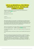 LOCAL & REGIONAL ANESTHESIA  UPDATED ACTUAL  Questions and  CORRECT Answers