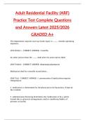 Adult Residential Facility &lpar;ARF&rpar;  Practice Test Complete Questions  and Answers Latest 2025&sol;2026  GRADED A&plus; 