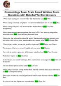 Cosmetology Texas State Board Written Exam  Questions with Detailed Verified Answers