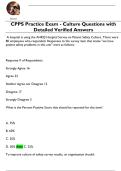 CPPS Practice Exam - Culture Questions with  Detailed Verified Answers