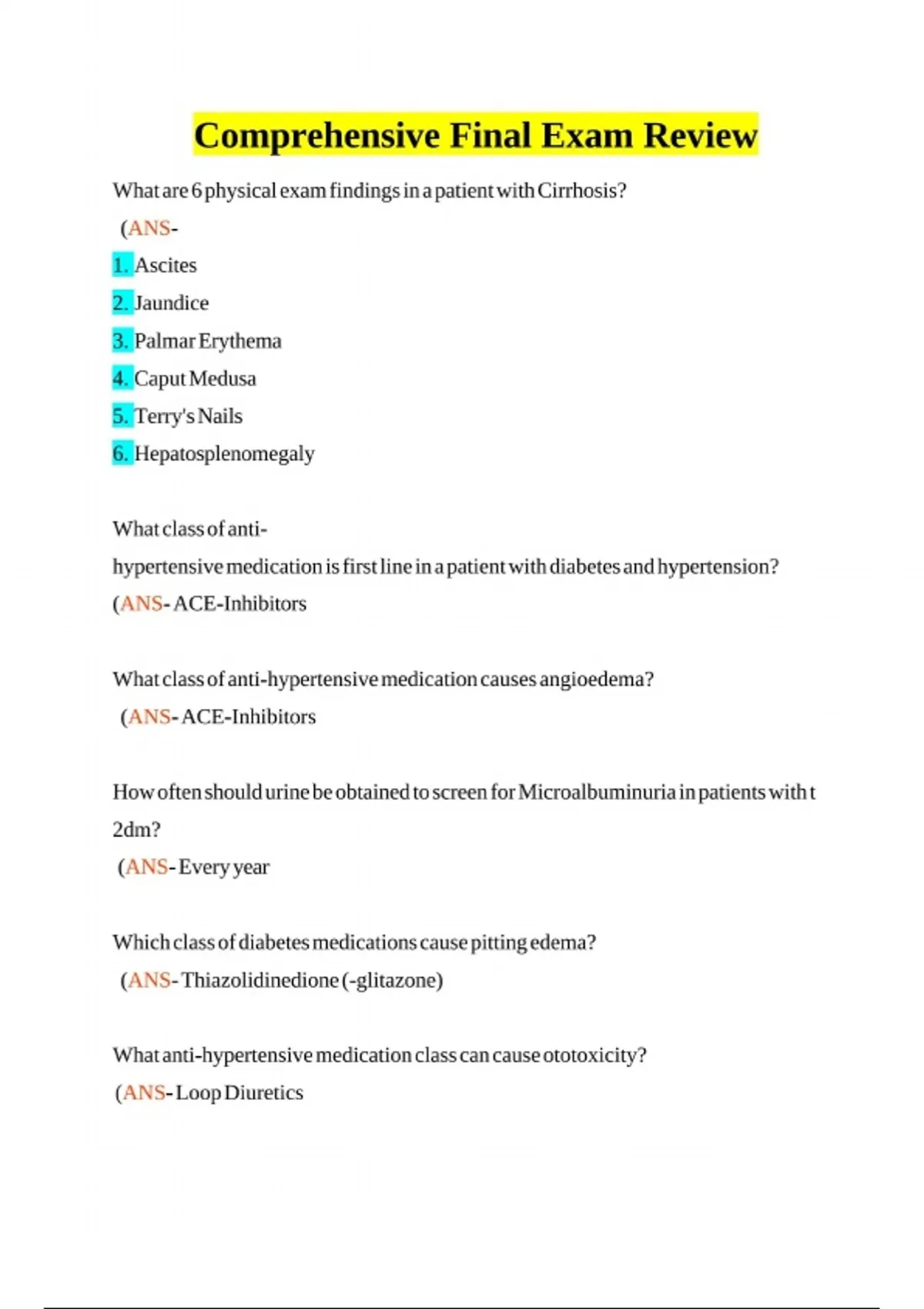 Comprehensive Final Exam Review – Complete Course Summary and Key ...
