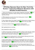 MTA Bus Operator Exam for New York City  Section 1 Inspection & Reports Questions with  Detailed Verified Answers