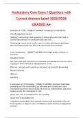 Ambulatory Care Exam 1 Questions with  Correct Answers Latest 2025&sol;2026  GRADED A&plus;