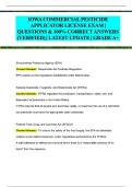 Iowa Commercial Pesticide Applicator License Exam &vert; Complete Study Guide with Verified Questions & Answers