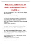 Ambulatory Care Questions with  Correct Answers Latest 2025&sol;2026  GRADED A&plus;