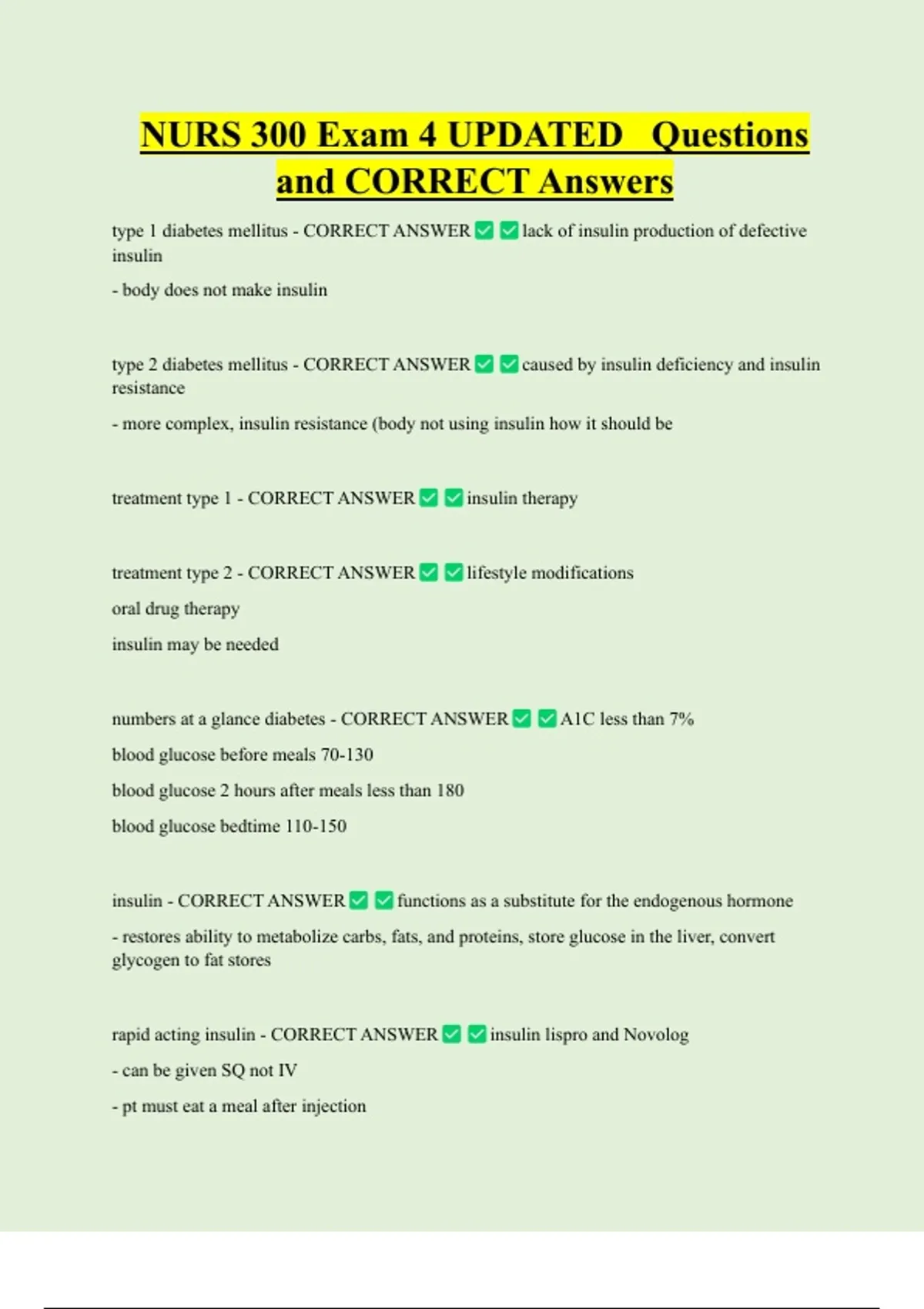 NURS 300 Exam 4 UPDATED Questions and CORRECT Answers - NUR 300 - Stuvia US