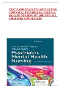 TEST BANK DAVIS ADVANTAGE FOR TOWNSEND PSYCHIATRIC MENTAL HEALTH NURSING 11th EDITION &lbrack;ALL CHAPTERS COMPLETED&rsqb;