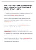 AEA Certification Exam &vert; Assisted Living Administrator Test Prep&vert;&vert; GRADED A&plus;&vert;&vert; LATEST UPDATE 2025&sol;26