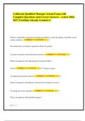 California Qualified Manager Actual Exam with Complete Questions and Correct Answers &ndash; Latest 2026- 2027 &lpar;Verified&rpar; Already Graded A&plus;