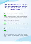  BIOL 101&sol; BIOL101 Module 1&colon; &lpar;Latest 2026&sol; 2027 Update&rpar; Essential Biology I W&sol;Lab &vert; 100&percnt; Verified Questions & Answers &vert; Grade A
