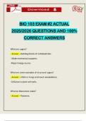 BIO 103 EXAM &num;2 ACTUAL 2025&sol;2026 QUESTIONS AND 100&percnt; CORRECT ANSWERS